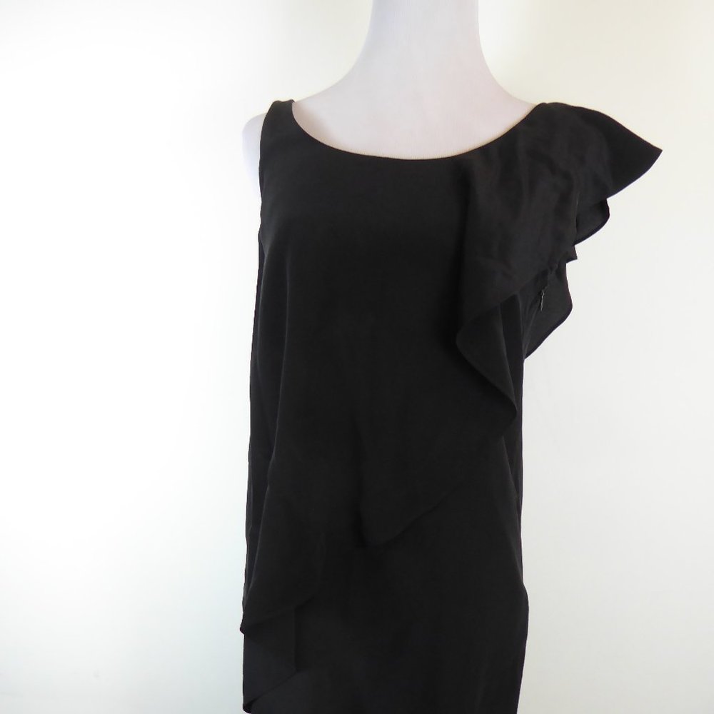 SEE BY CHLOE Dress black 100% silk 4 ruffle sleeveless